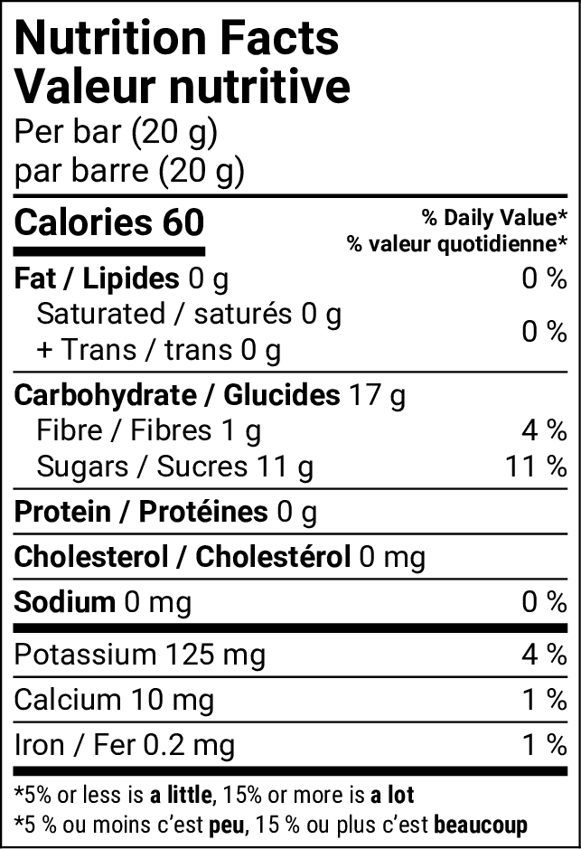 Mixed Berry Fruit Strips nutrition facts