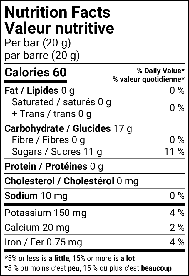 Banana & Strawberry Fruit Strips nutrition facts